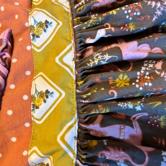 mixed pattern hippie dress with belt - Picture 3 of 5